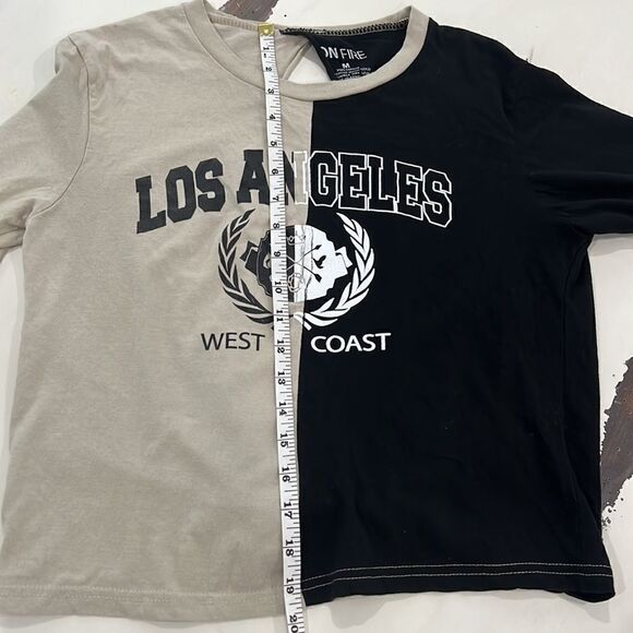 On Fire tan and black Los Angeles West Coast top M - Picture 8 of 10